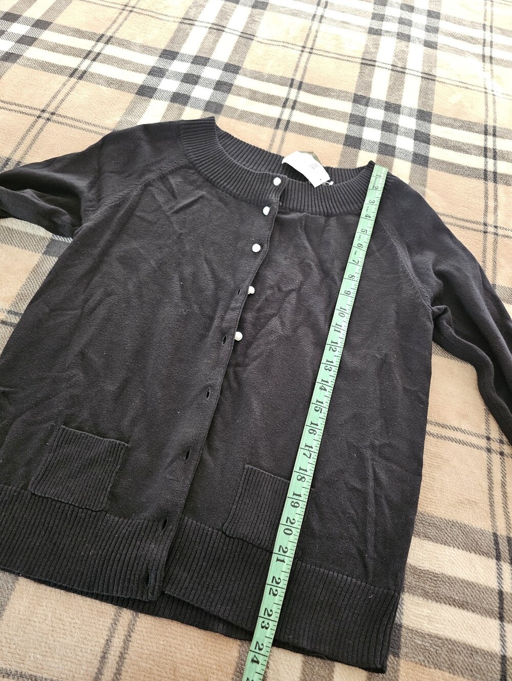 Women’s Black Button-Front Knit Cardigan - Picture 6 of 7